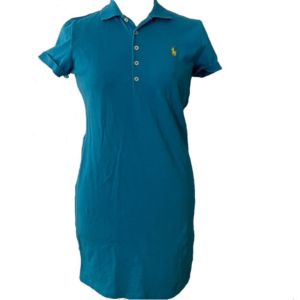 RALPH LAUREN BLUE COTTON POLO DRESS WOMENS SIZE MEDIUM